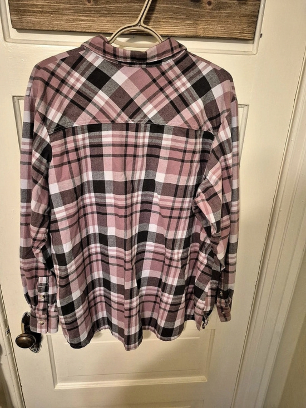 Columbia 3X Pink Plaid Cotton Flannel Shirt Plus Size 28” PTP - Picture 5 of 9